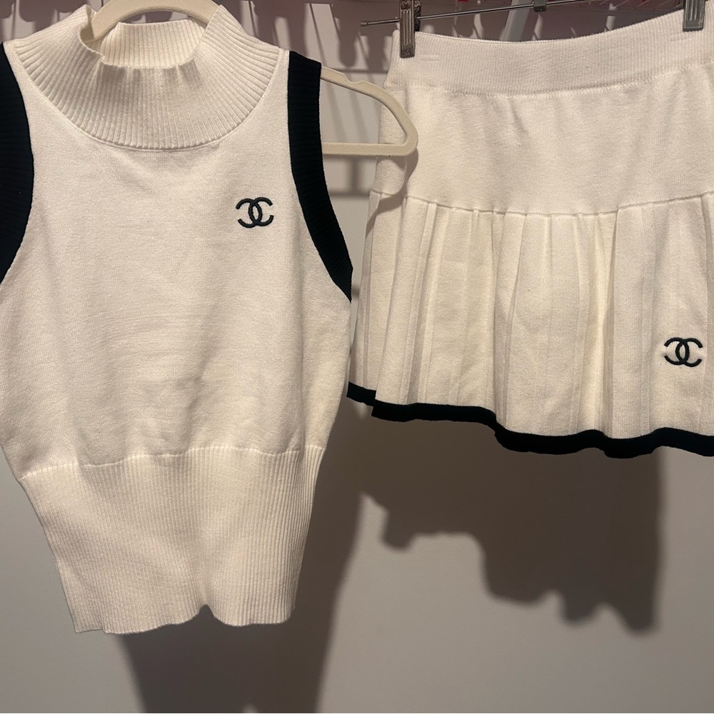 Ivory and Ebony skirt Knit Ensemble skirt set